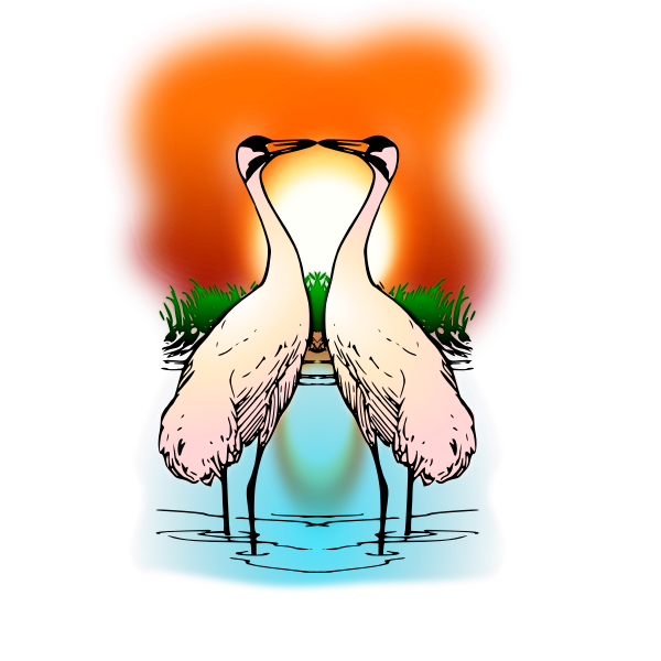SVG Two Love Whooping Crane Vector