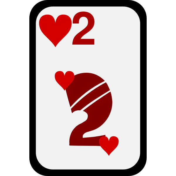 SVG Two of Hearts funky playing card vector clip art