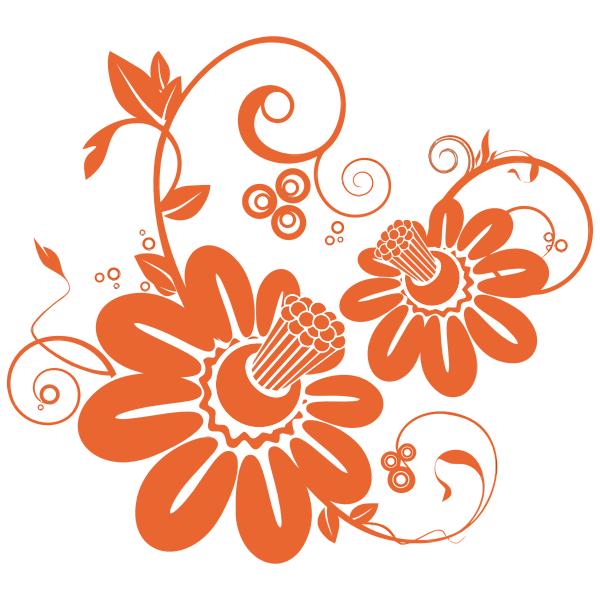 SVG Two orange flowers vector drawing