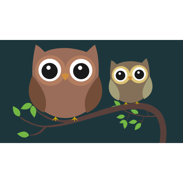 SVG Two owls at night