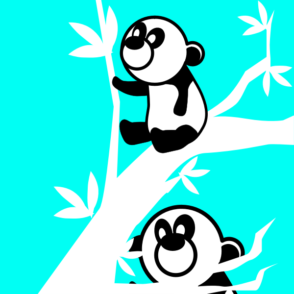 SVG Two panda bears in a tree