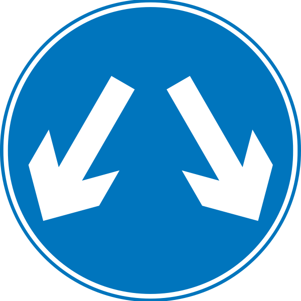 SVG Two passes road sign