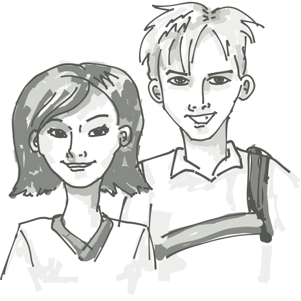 SVG Two smiling youths vector painting