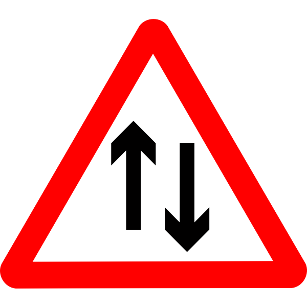 SVG Two way ahead road sign
