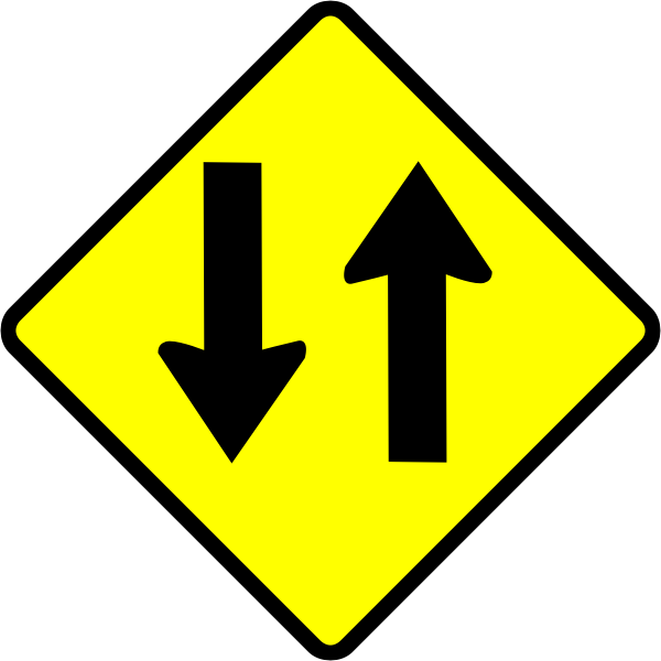 SVG Two-way road caution sign vector image