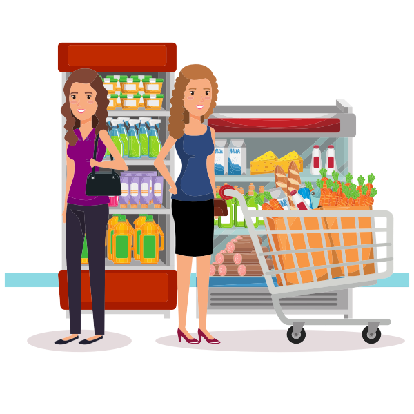 SVG Two women at the supermarket