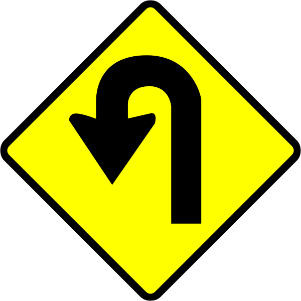 SVG U-turn caution sign vector image
