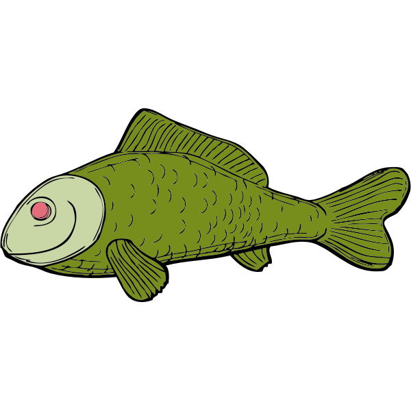 SVG Ugly green fish side vector illustration