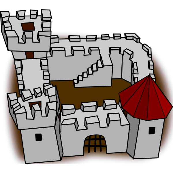 SVG Ugly non-perspective cartoony fort fortress stronghold or castle