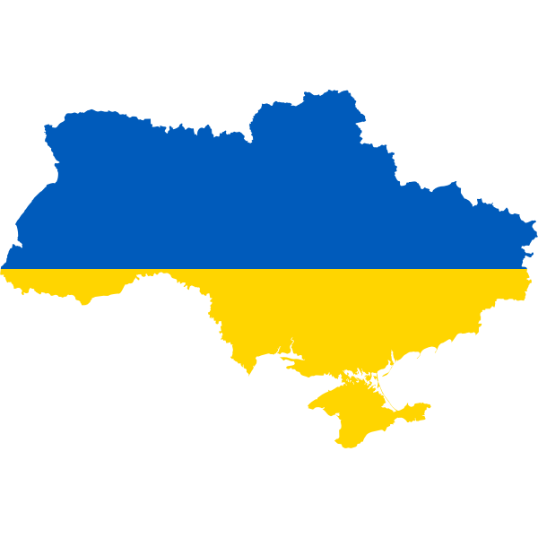 SVG Ukraine map with flag over it vector clip art