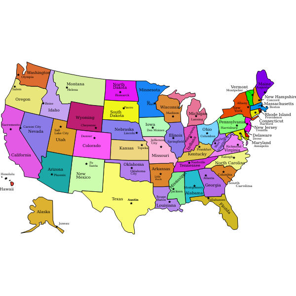 SVG United States Map With Capitals