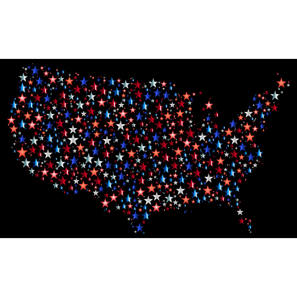 SVG United States Map With Prismatic Stars