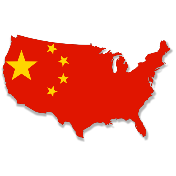 SVG USA map with Chinese flag over it vector clip art