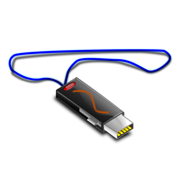 SVG USB stick on cord vector graphics
