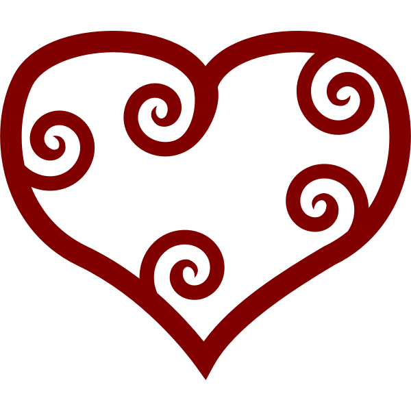 SVG Valentine Red Maori heart vector clip art