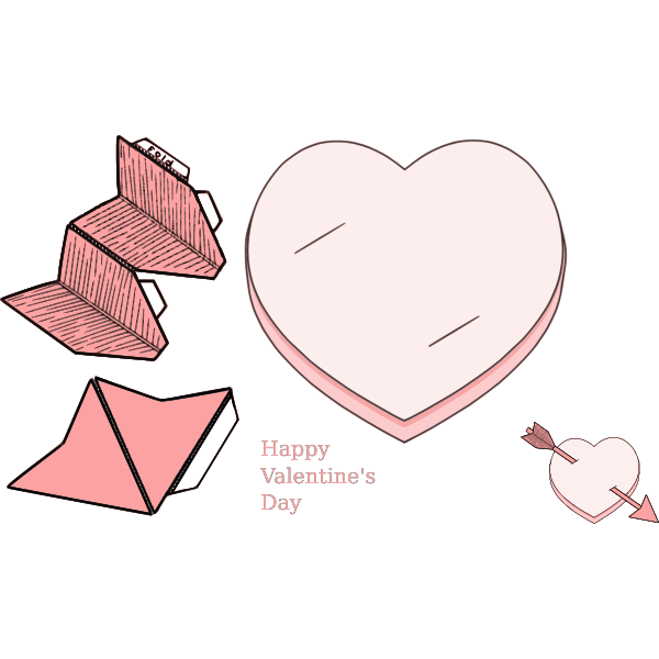 SVG Valentine039s day paper heart and arrow collection vector image