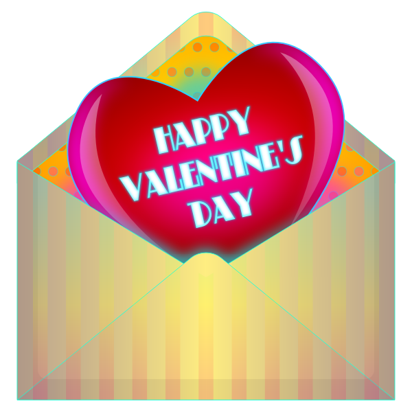 SVG Valentines Day card in envelope vector drawing
