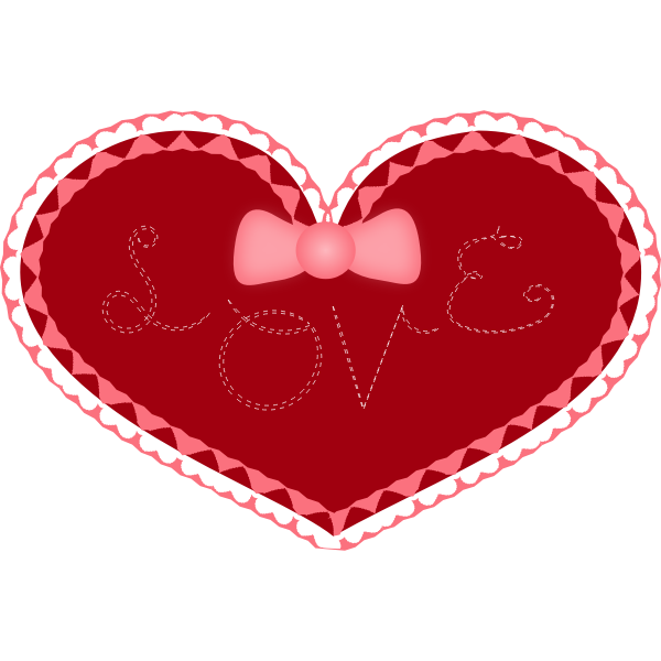 SVG Valentines Day heart with lace and love stitched on it vector image