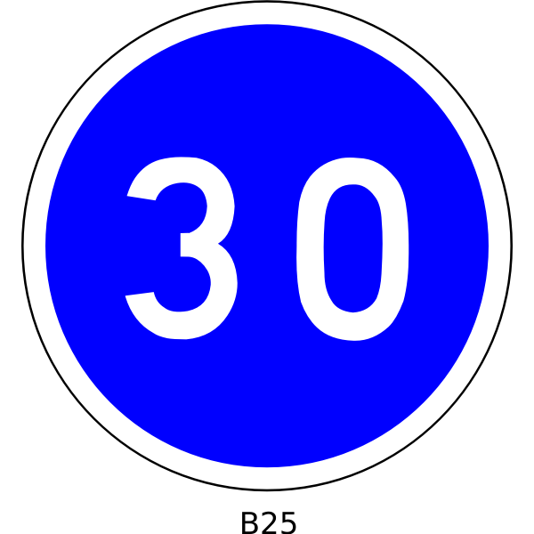 SVG Vector clip art of 30mph speed limitation blue round French roadsign