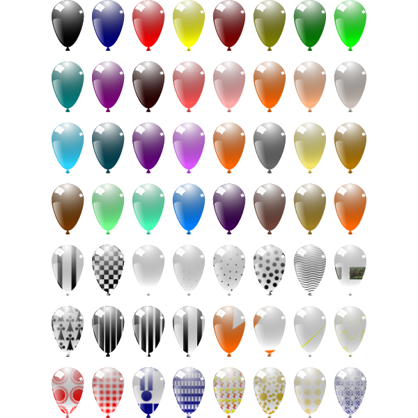 SVG Vector clip art of 49 different baloons