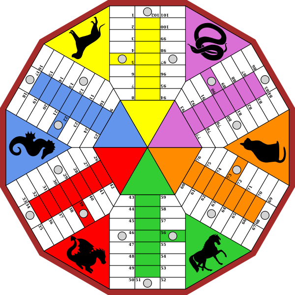 SVG Vector clip art of 6-player parcheeis board