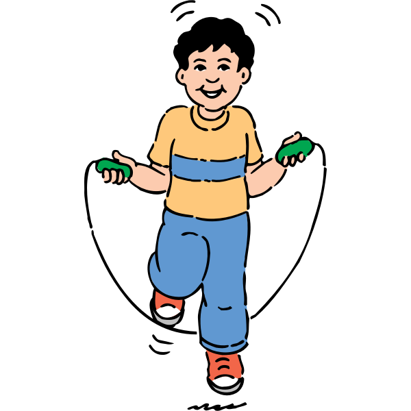 SVG Vector clip art of a boy jumping over a rope
