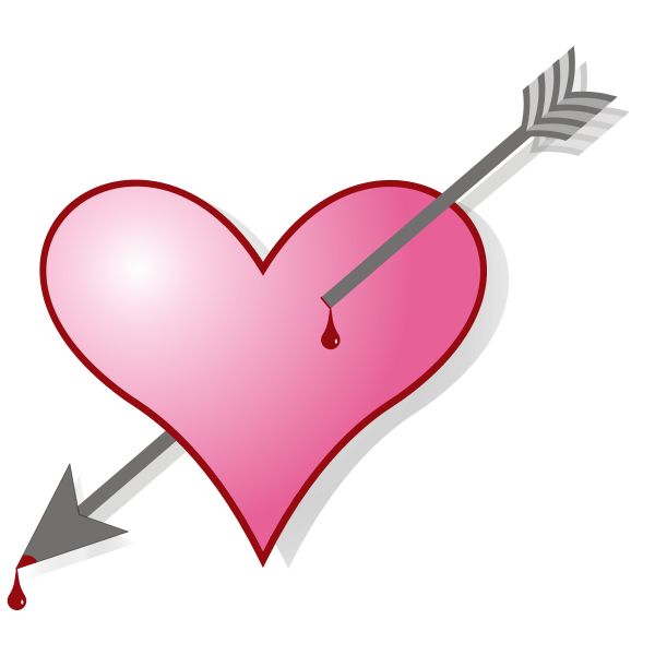 SVG Vector clip art of a heart pierced with an arrow