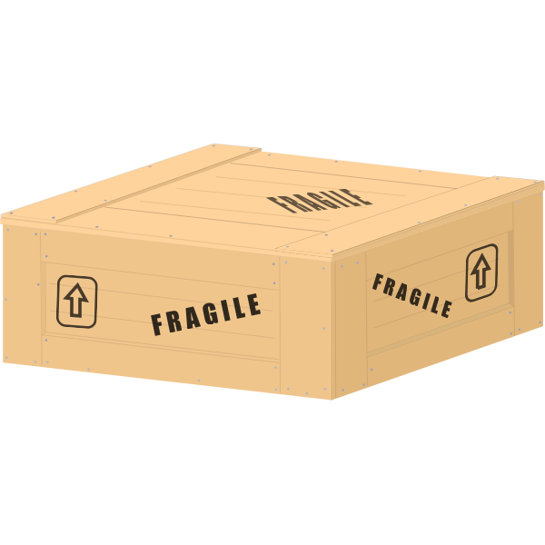 SVG Vector clip art of a low wooden crate with fragile load