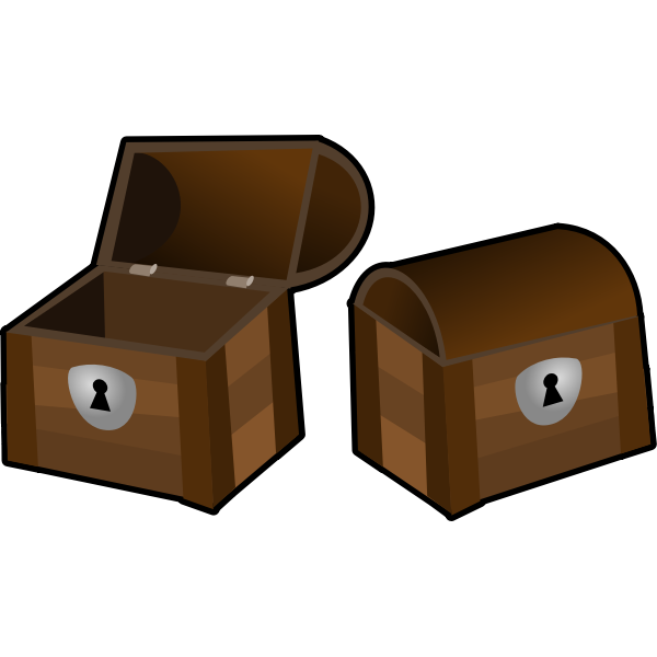 SVG Vector clip art of an open and a closed treasure chest
