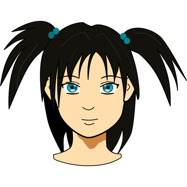 SVG Vector clip art of anime girl with long hair