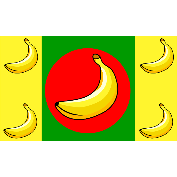 SVG Vector clip art of banana flag with five fruits