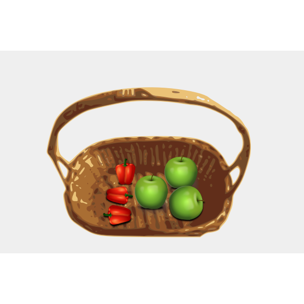 SVG Vector clip art of basket with apples and peppers