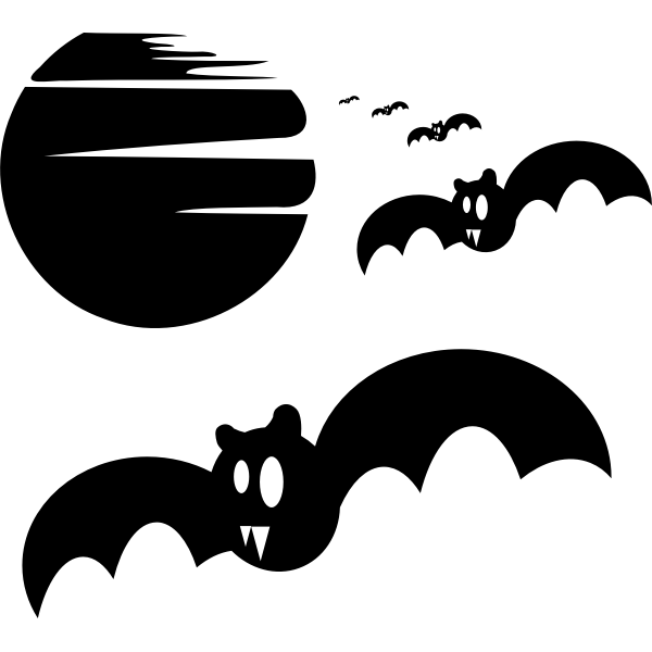 SVG Vector clip art of bats at full moon