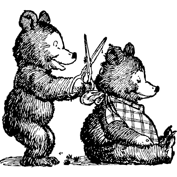 SVG Vector clip art of bear gets haircut