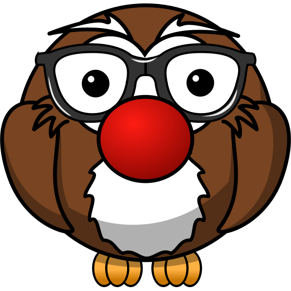 SVG Vector clip art of big brown owl with glasses