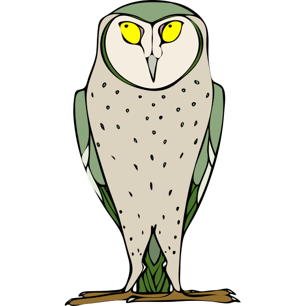 SVG Vector clip art of big grey owl with yellow eyes