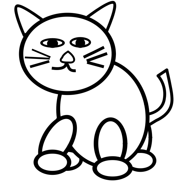 SVG Vector clip art of black and white cartoon kitten