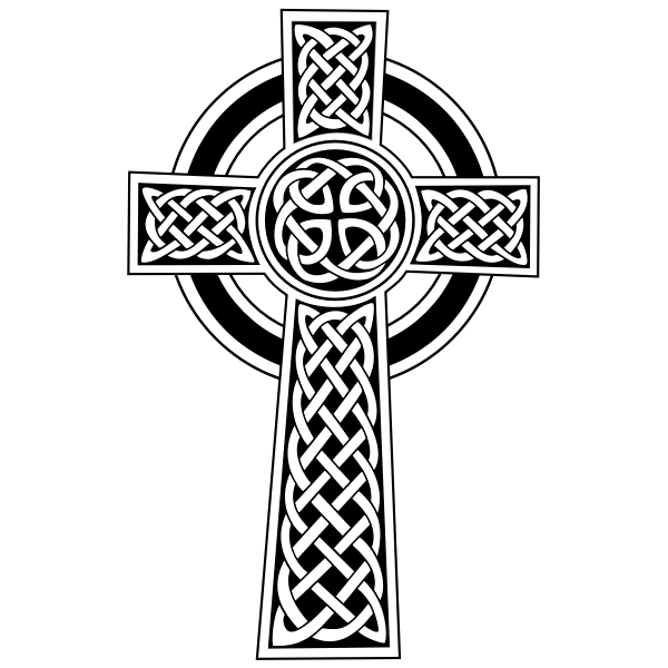 SVG Vector clip art of black and white Celtic cross