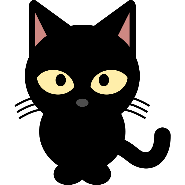 SVG Vector clip art of black cartoon kitten