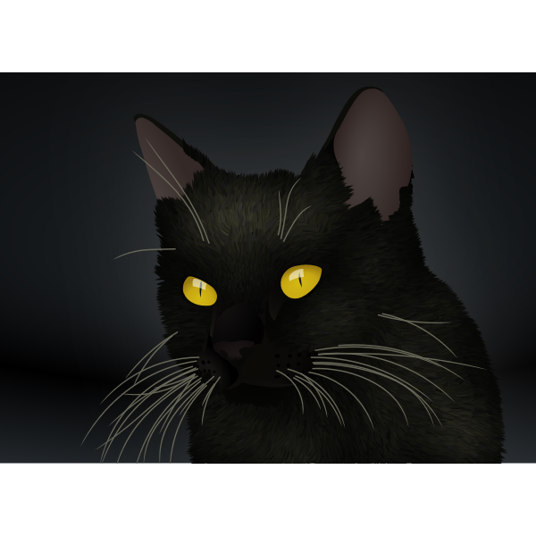 SVG Vector clip art of black cat with yellow eyes