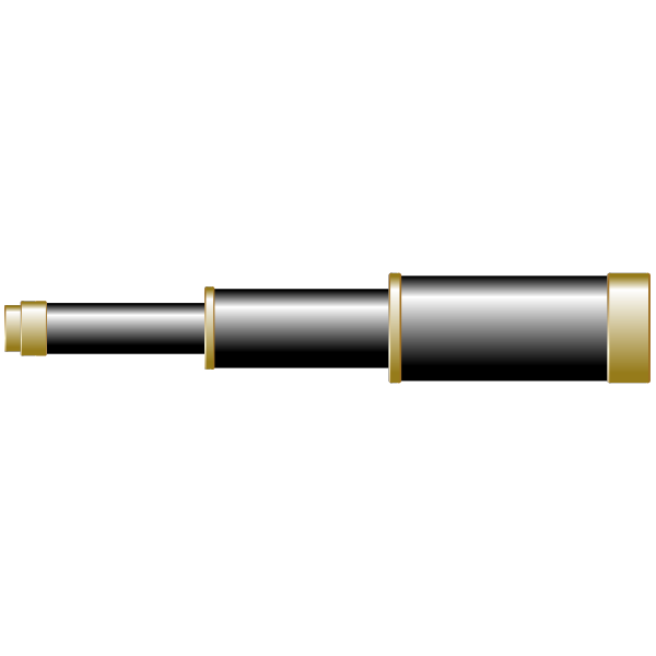 SVG Vector clip art of black spyglass with brass rings