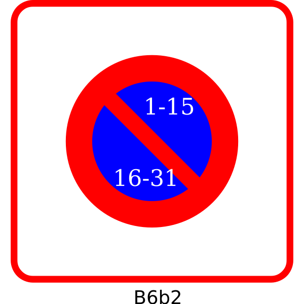 SVG Vector clip art of blue and red square parking prohibitory panel