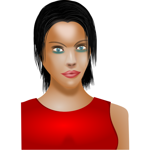 SVG Vector clip art of blue eyed lady in red shirt