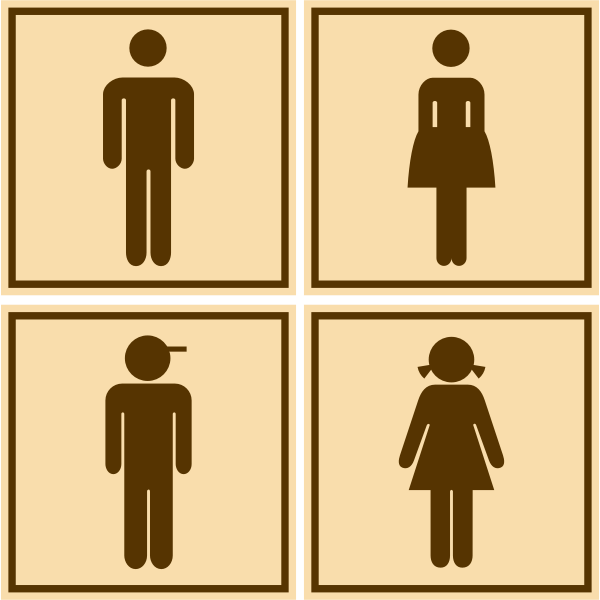SVG Vector clip art of brown male and female rectangular toilet signs