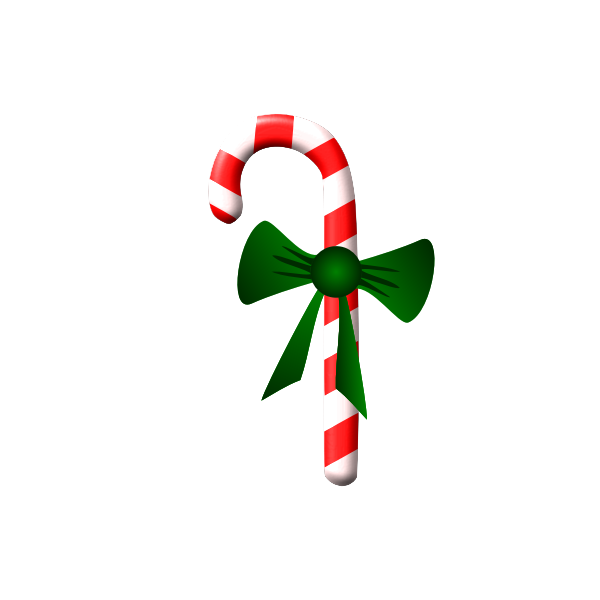 SVG Vector clip art of candy cane with a green ribbon