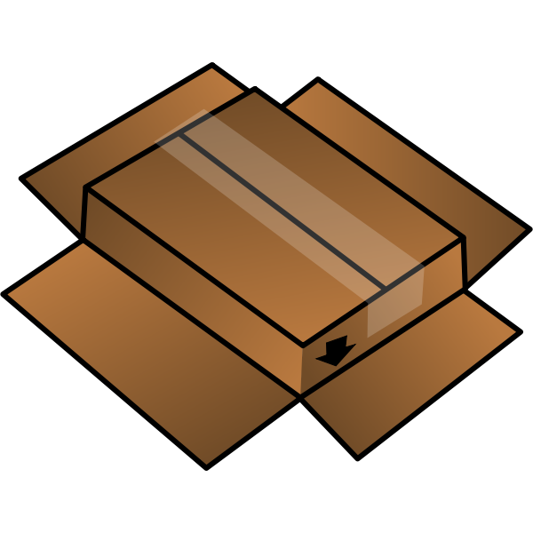 SVG Vector clip art of cardboard box turned around