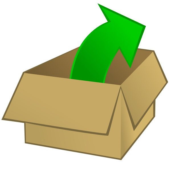 SVG Vector clip art of cardboard box with an outward arrow