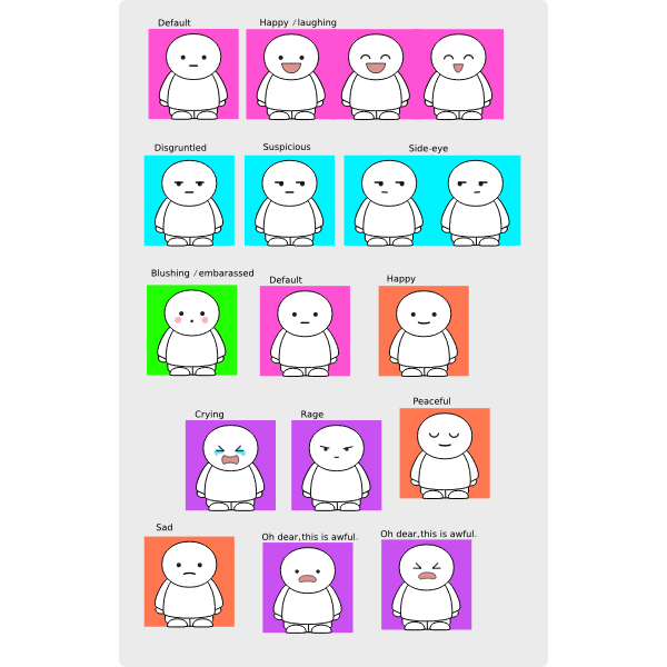 SVG Vector clip art of cartoon icons of kids in different emotional state