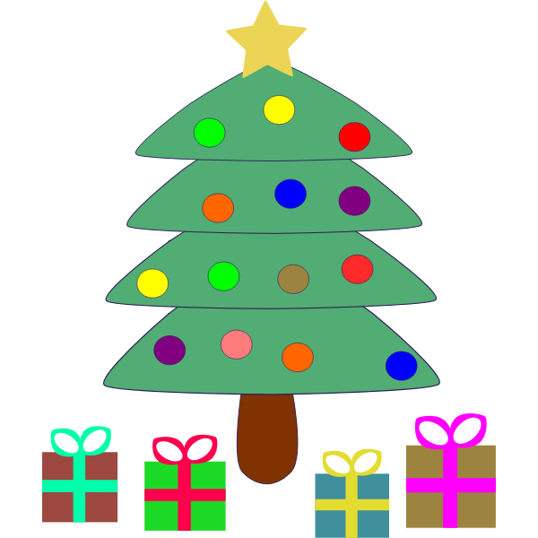 SVG Vector clip art of cartoon presents under Christmas tree