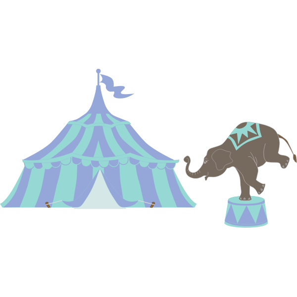 SVG Vector clip art of circus tent with elephant